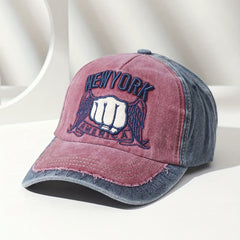 Washed Cotton Fist Embroidered Peaked Cap Sunshade Baseball Cap