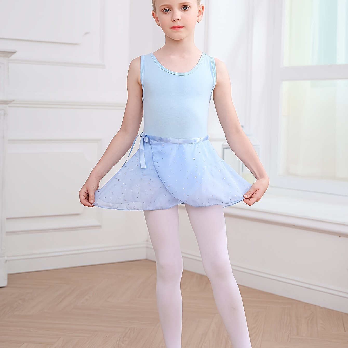 Girl's Sleeveless Dancing Suit Exercise Skirt for Kids