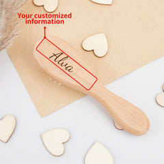 Personalized Name Cartoon Wooden Hair Brush