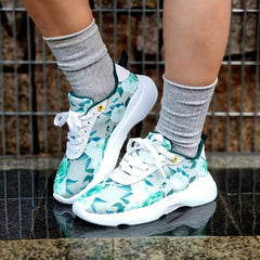 Floral Pattern Anti Slip Flat Sneakers Lightweight Outdoor Work Shoes