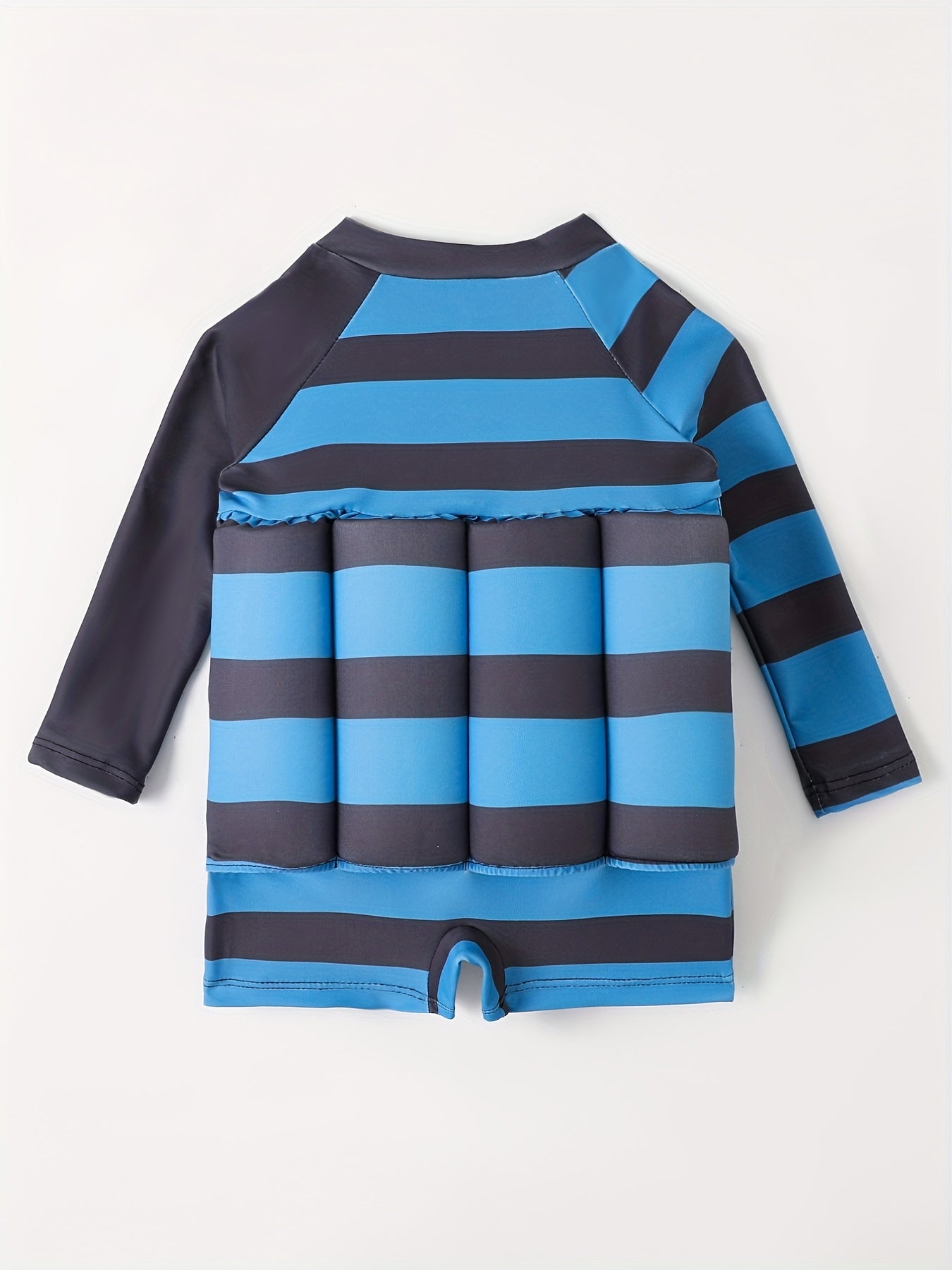 Boys' Striped One Piece Swimsuit with Long Sleeve Top and Shorts