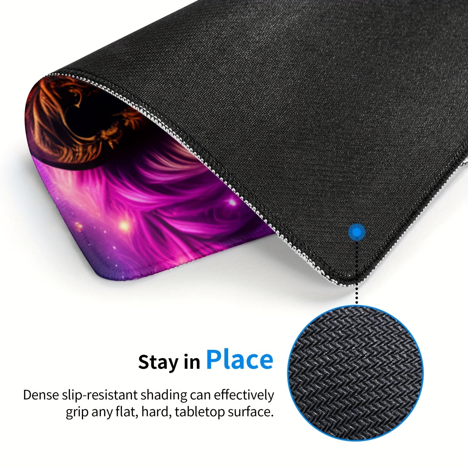 Lion Head Pattern Square Mouse Pad 20x24cm Rubber Border Slide Mouse Pad