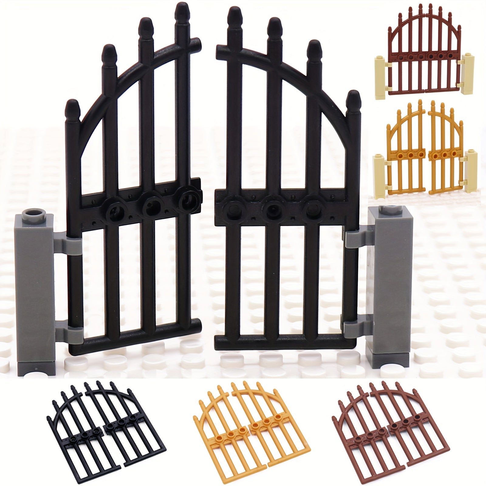 MARUMINE City Gate Building Blocks 1x4x9 Retro Iron Door Fence Golden Brown