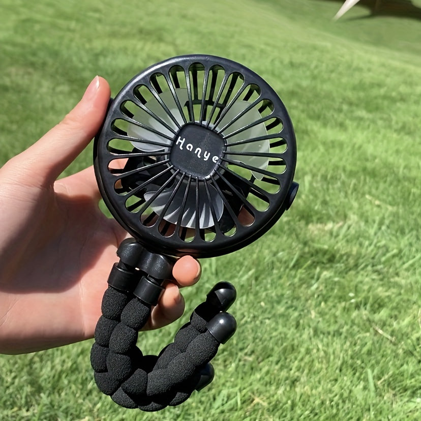 USB Rechargeable Portable Fan Octopus Mini Luminous Fan Stand Wind 3 Speeds