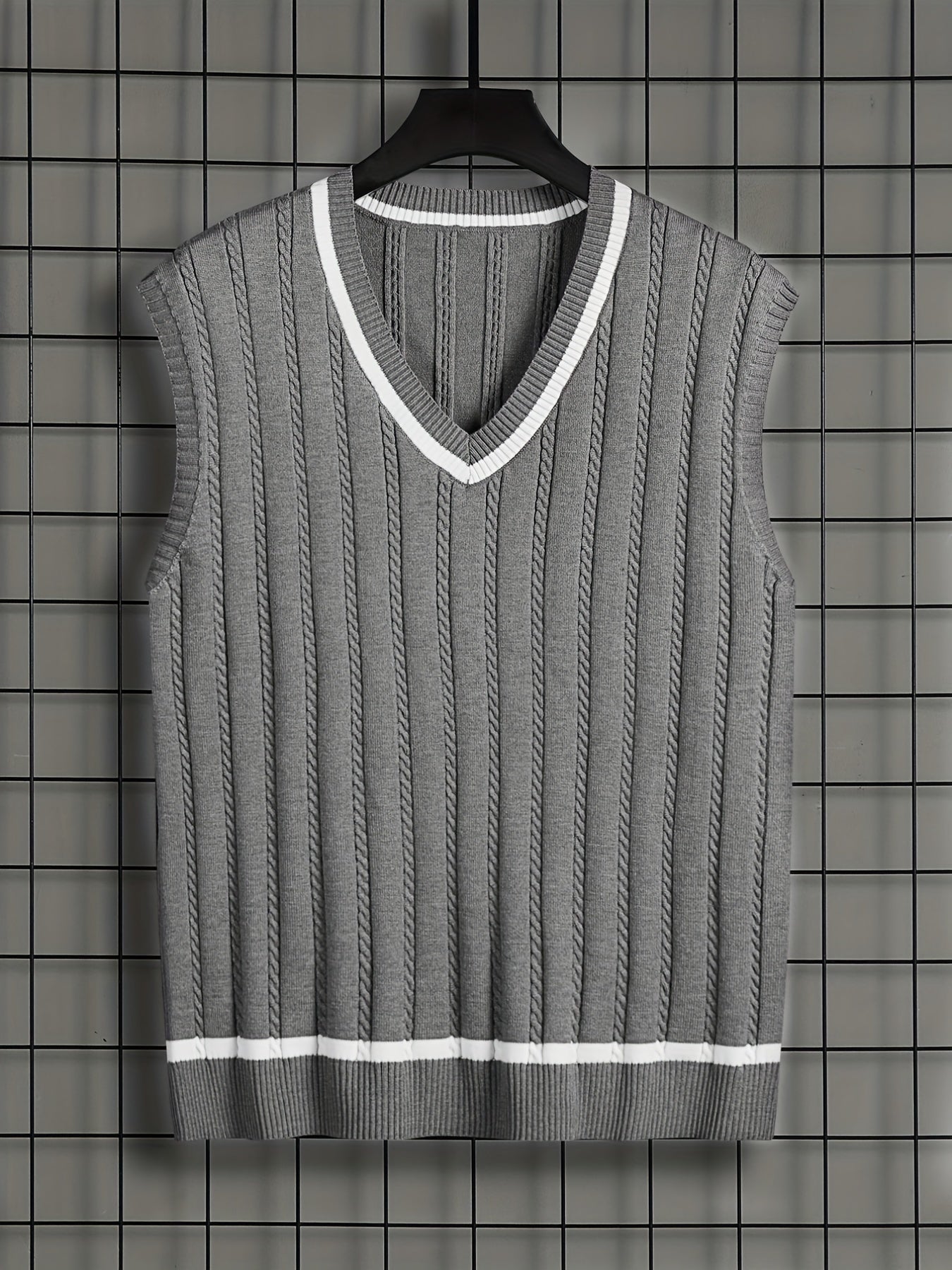 Men's Vintage Style V-Neck Sweater Vest for Fall Winter
