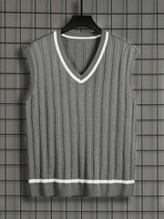 Men's Vintage Style V-Neck Sweater Vest for Fall Winter