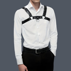 Men's Gothic Leather Suspenders for Stage Performance