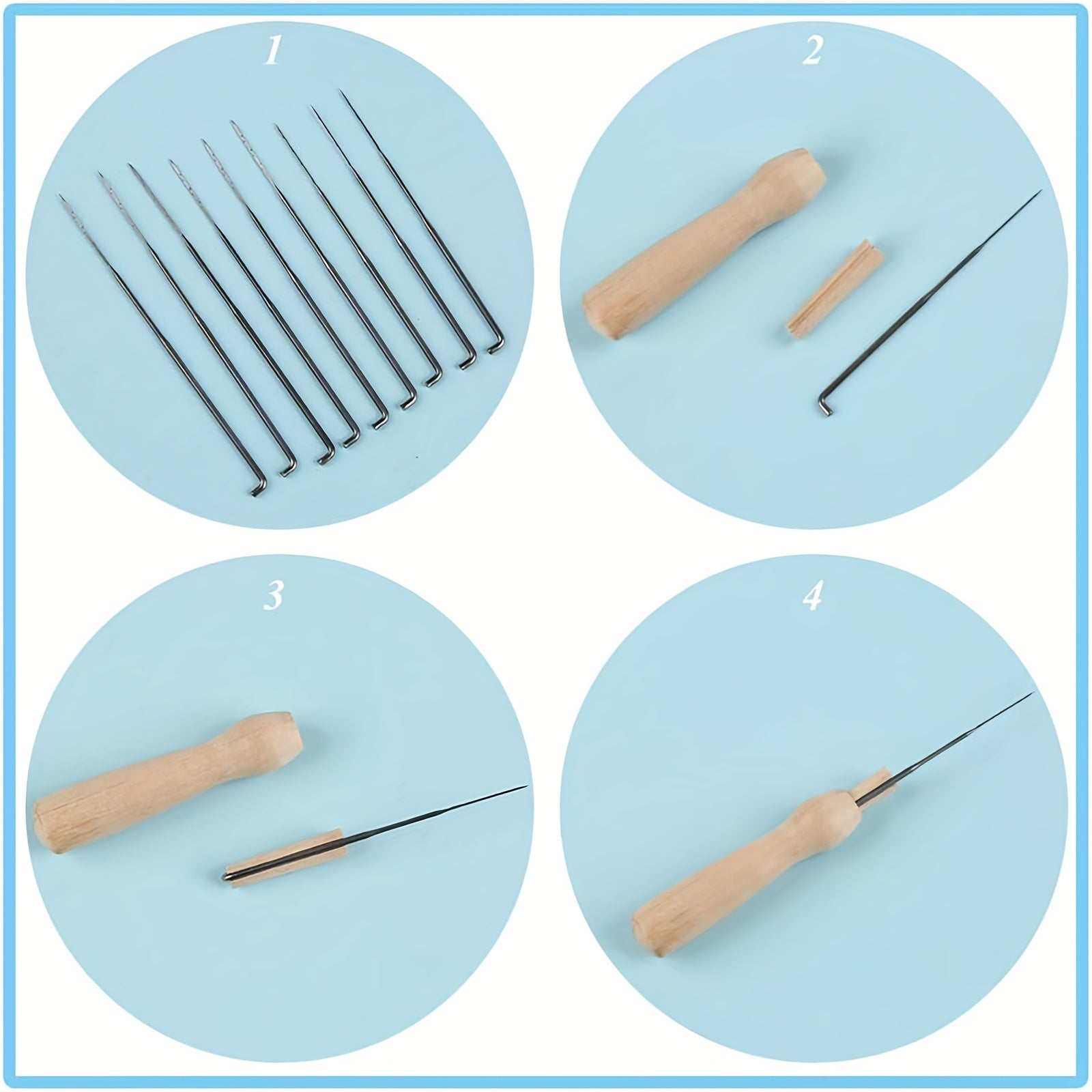 4pcs Needle Felting Kit with Wool Roving Beginner Set for Craft Animal Decor