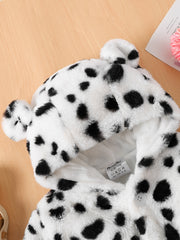 Kids' Cow Print Ear Fleece Hooded Coat For Girls And Boys