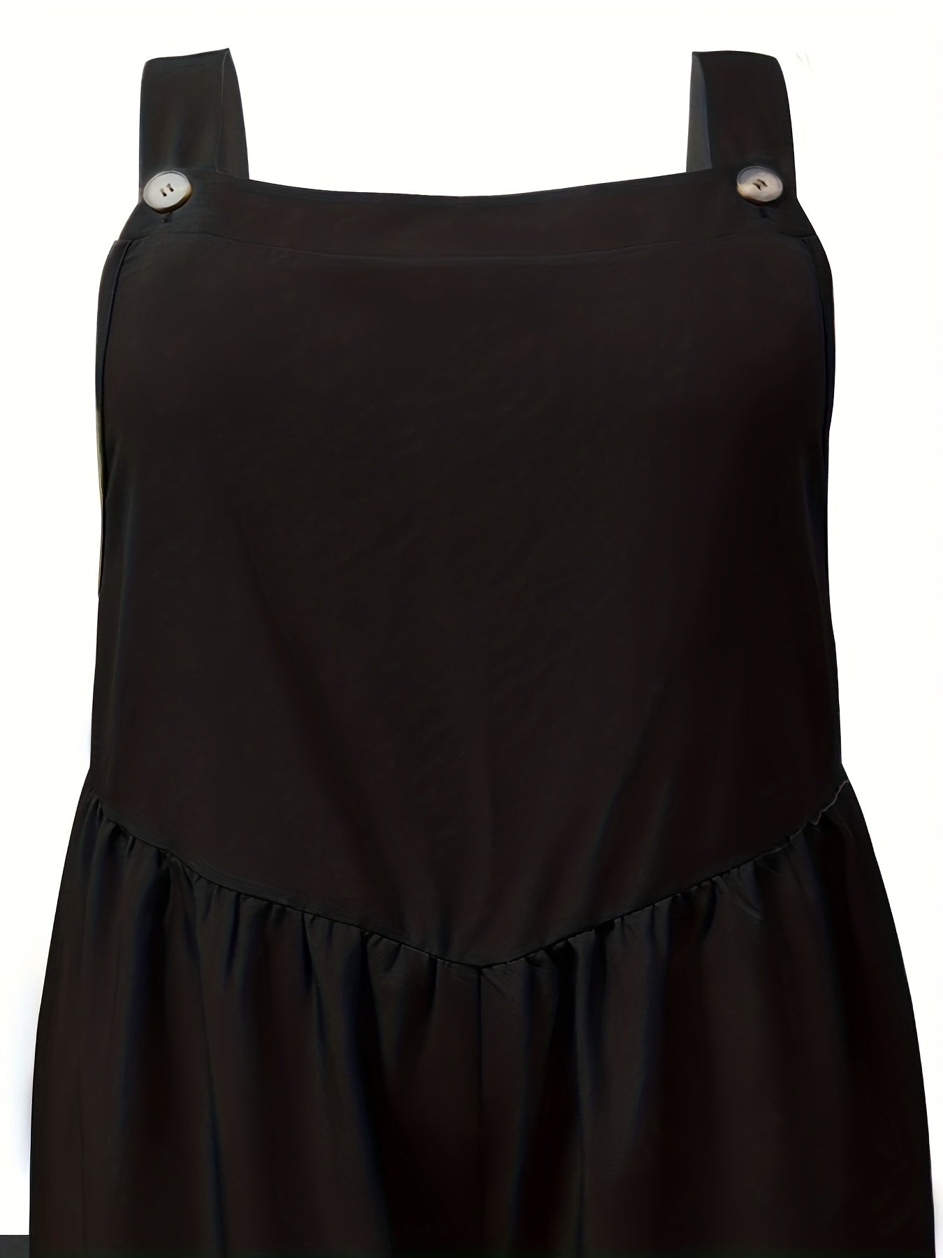 Solid Button Wide Leg Overalls With Pockets
