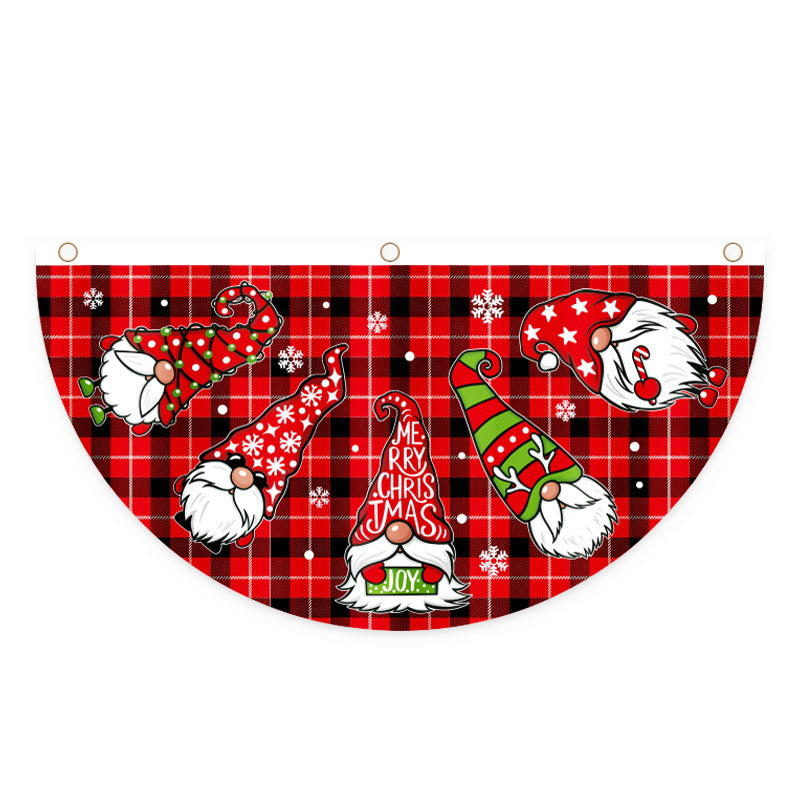 Christmas Half Fan Banner Flag Snowman Christmas Tree Garland
