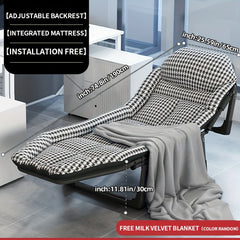 Outdoor Folding Bed with Side Pocket & Blanket for Office Nap