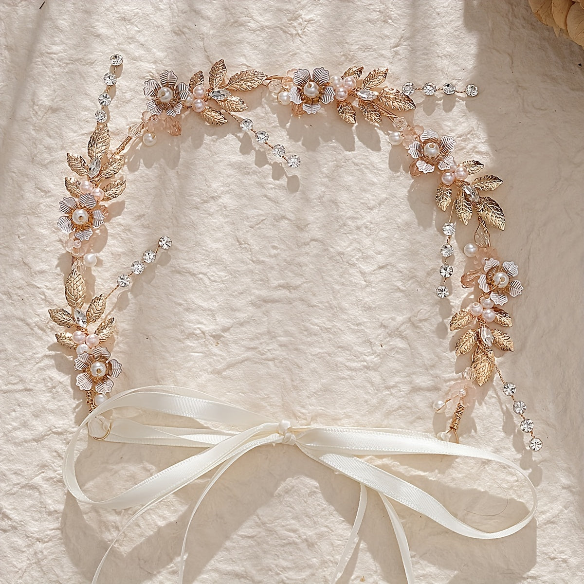 Crystal Wedding Headband for Women - Flower Leaves Headpiece