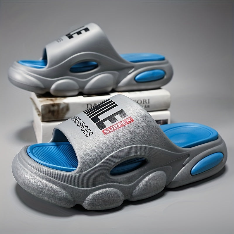Men's Letter Print Platform Slides for Summer