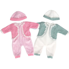 3pcs Doll Clothing Set for 18 45 Dolls Romper Cardigan and Hat Red Green Pink