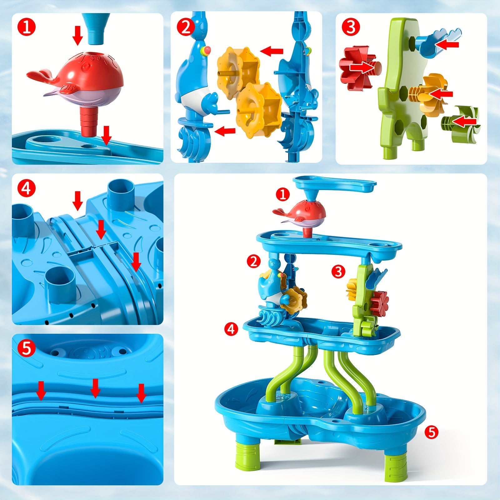 4 Tier Sand and Water Table Kids Beach Play Activity Toy Educational Outdoor