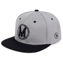 M Embroidery Snapback Hat Hip Hop Solid Casual Baseball Cap Unisex
