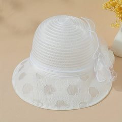 Vintage Organza Sun Hat Mesh Flower Bucket Hat Outdoor Beach Hats