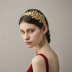 Baroque Style Leaf Shape Headband Golden Retro Head Hoop Women's Hair Accessorie