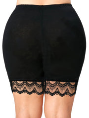 Casual Shorts Women's Solid Contrast Lace Trim High Rise Shorts