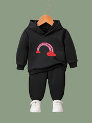 2pcs Sweet Rainbow Graphic Hoodies Pants Set Spring Fall Sports Gift Girls