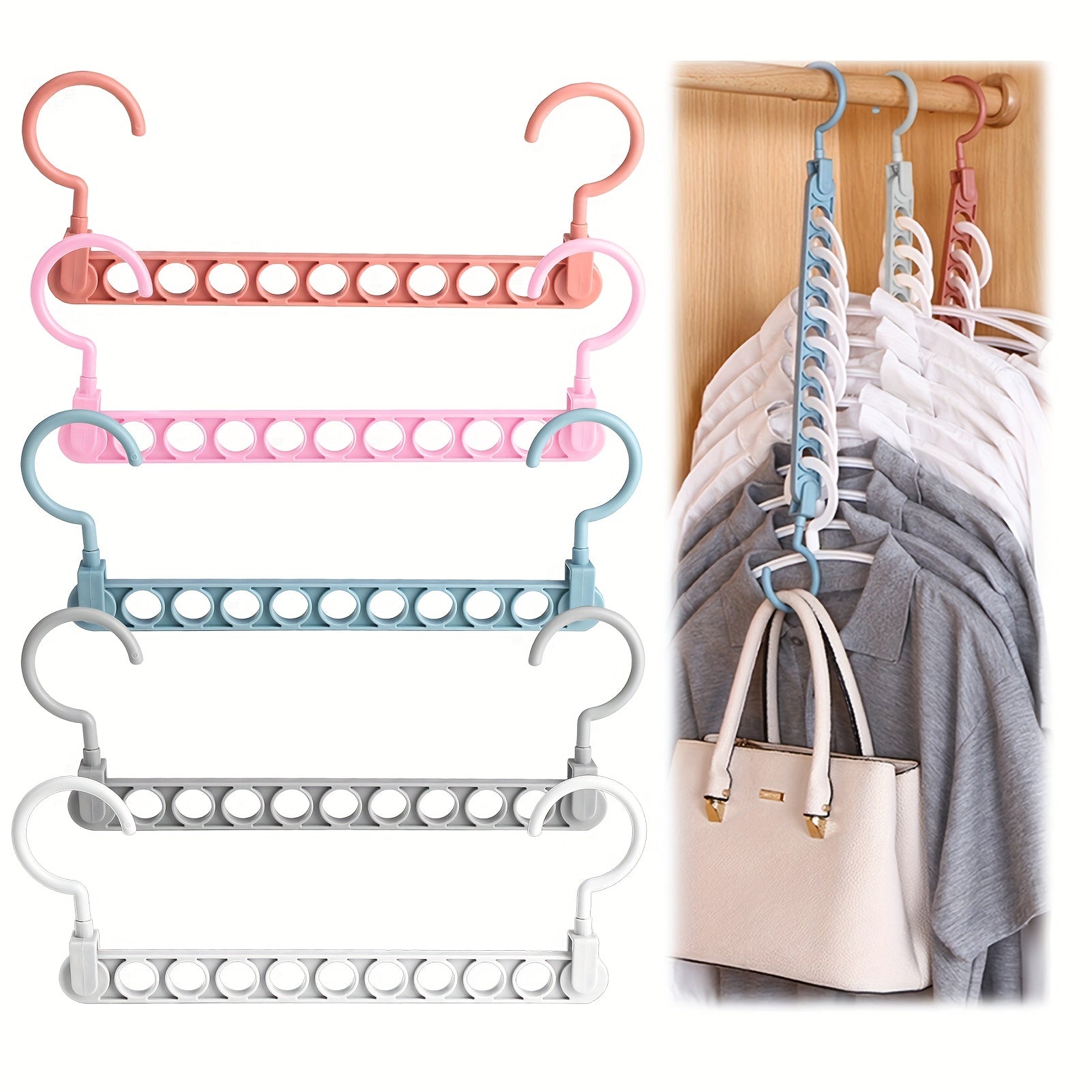 5pcs Colorful 9-Hole Magic Storage Hanger