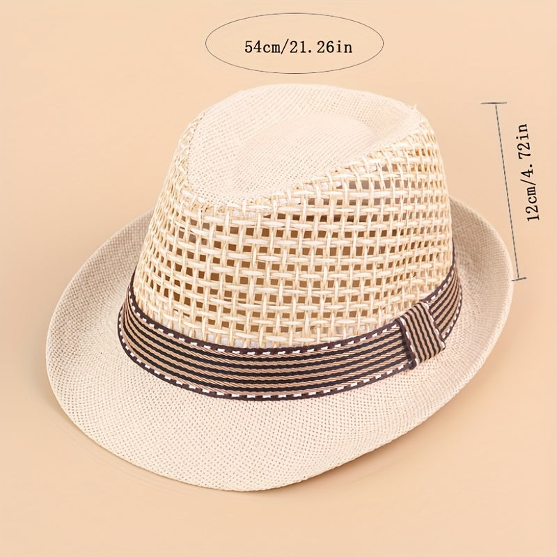 Kids Large Brim Sun Hat Straw Breathable Hollow Sunscreen Baby Hat