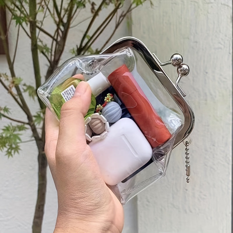 Vintage Mini Kiss Lock Clear Makeup Bag Stylish Girls Women Gift