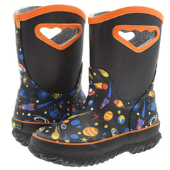 Space Planet Print Rain Boots Non Slip Waterproof Short Boots
