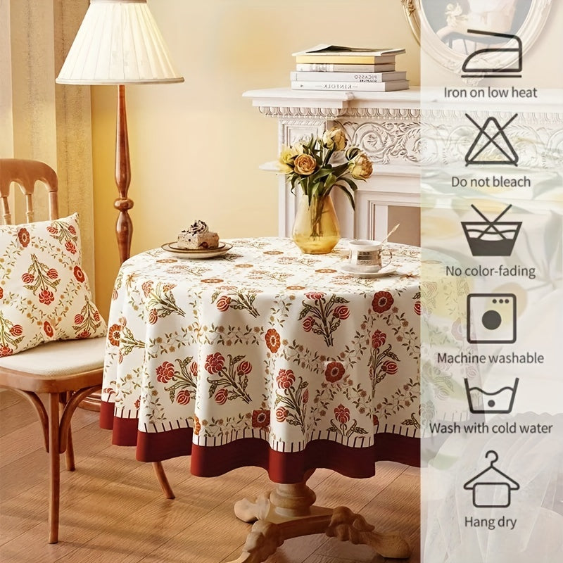 Waterproof Retro Flower Tablecloth for Outdoor Parties & Weddings