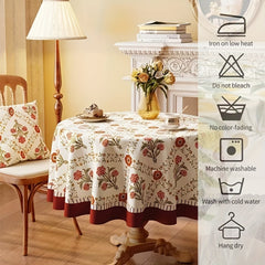 Waterproof Retro Flower Tablecloth for Outdoor Parties & Weddings