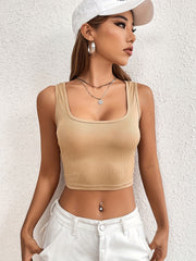 Solid Crop Tank Top for Women