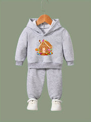 OERYUI Kids 2pcs Cake House Print Activewear Set for Spring Fall