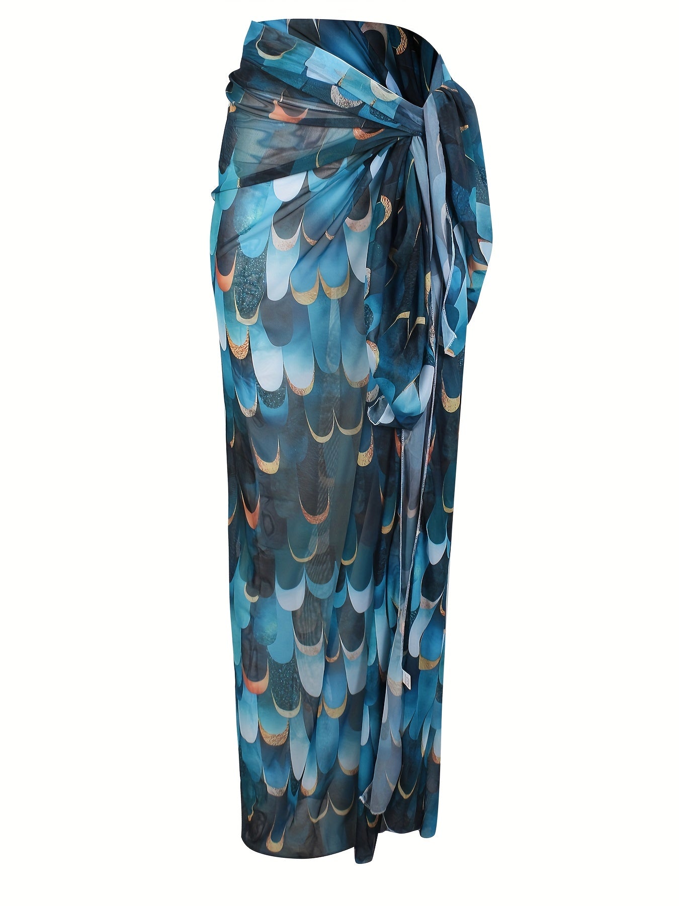 Mesh Sarong Cover Up Tie Side Maxi Skirt