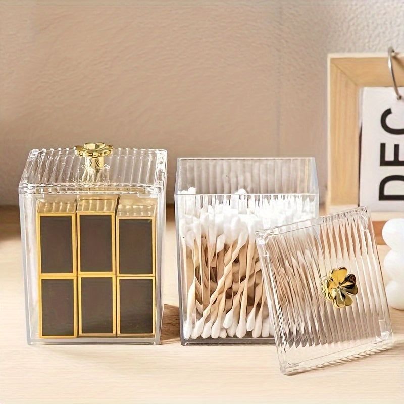 Acrylic Cotton Swabs Holder Clear Vanity Makeup Organizer