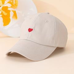Unisex Sunshade Adjustable Baseball Cap with Heart Embroidery