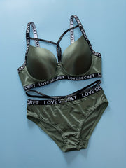 Letter Print Bra & Panties Lingerie Set