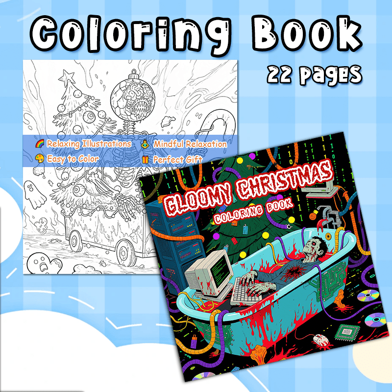 Dark Goth Christmas Adult Coloring Book - Terrifying Santa Holiday Scene