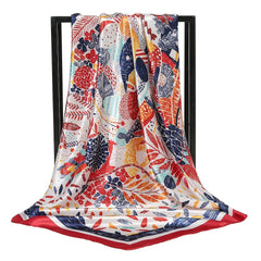 Women's Colorful Floral Square Scarf Warm Shawl