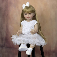 22 inch Young Girl Doll with Blonde Hair & Dress Realistic Long Hair