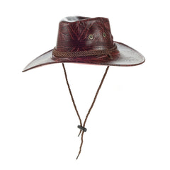 Men's Outdoor Western Print Leather Cowboy Hat