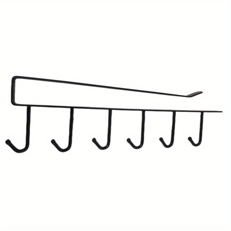 6-Hook Storage Shelf Under Cabinet Metal Mug Cup Hanger