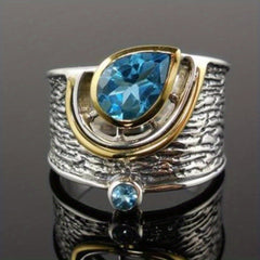 Vintage Style Zircon Finger Ring Inlaid Water Drop Shape Band Jewelry