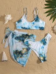 Marble Graphic Swimsuits & Cover Up Set for Mother and Daughter