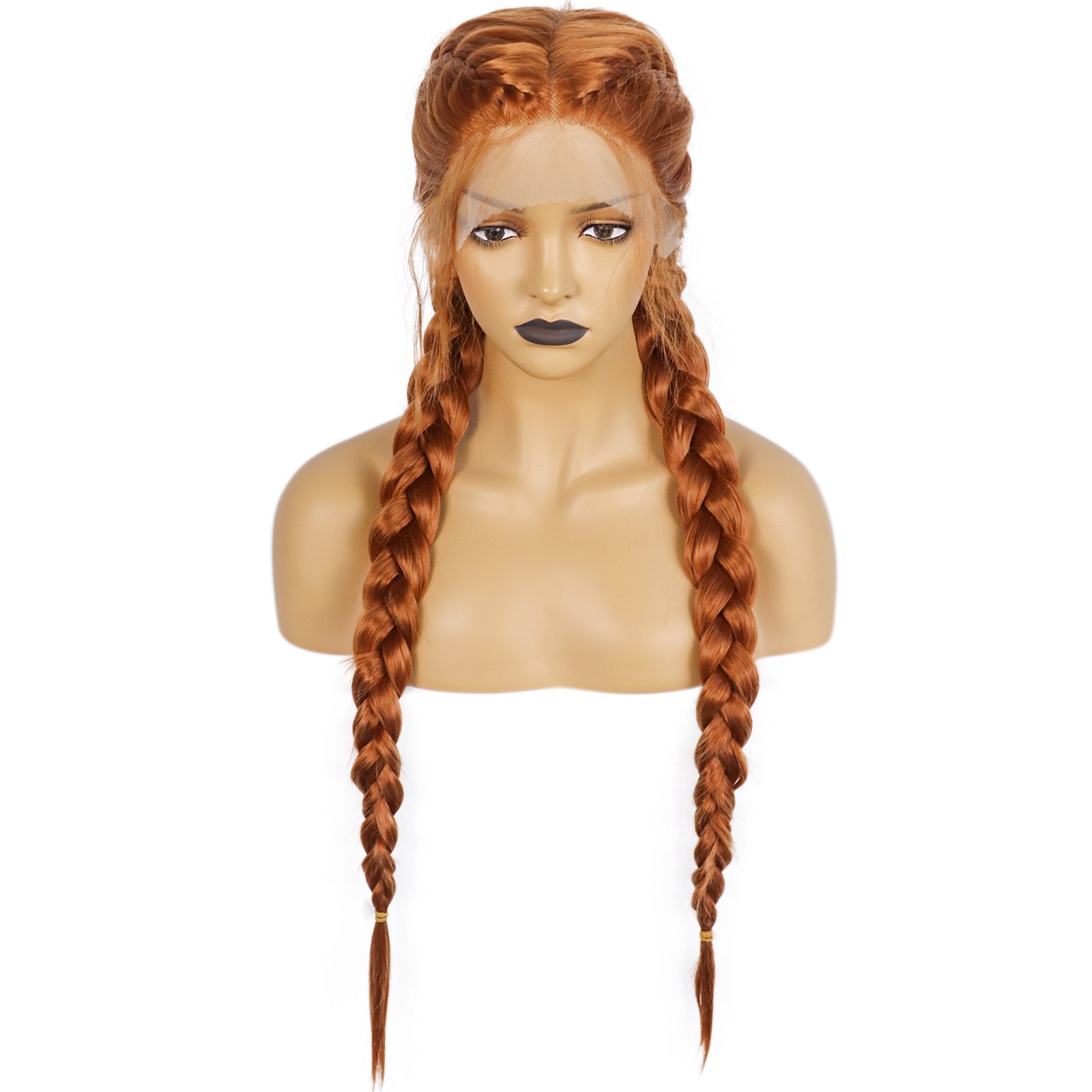 Copper Red Braided Lace Front Wig + Wig Cap