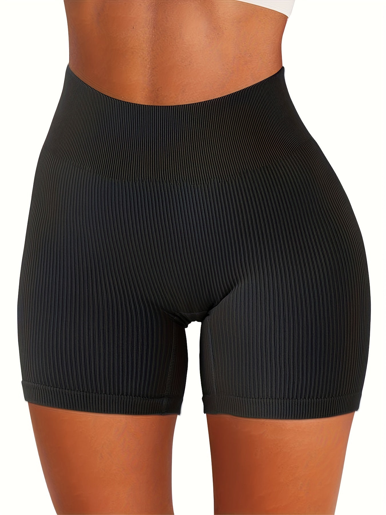 High Waist Yoga Shorts Butt Lifting Ribbed Workout Activewear