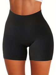 High Waist Yoga Shorts Butt Lifting Ribbed Workout Activewear