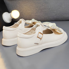 Rhinestone Bow Princess Shoes for Girls Soft Slip-on Loaders