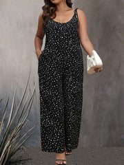 Plus Dot Print Wide Leg Cami Jumpsuit