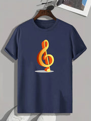 Music Note Pattern Print Men's Sports T-shirt